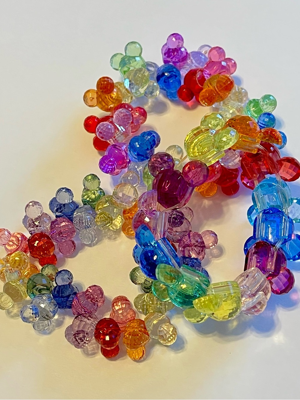 Disney Parks Mickey Mouse Head Rainbow Beaded Elastic Bracelet Jewelry Set